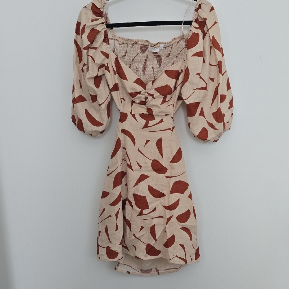 Astr Cream and Brown Mini Dress